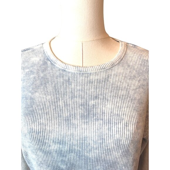 2/$30 Zara Medium Light Blue Ribbed Knit Long Sleeve Crop Top - Picture 4 of 12